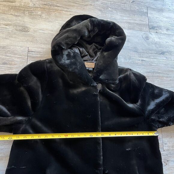 Midnight Velvet Long Coat Women Large Black Gothic Victorian Vintage Opera Hood - Picture 7 of 13